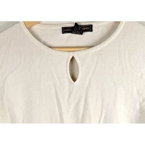 Linda Matthews Ivory Knit Sweater Key Hole Normcore Lagen Academia Women's XL‎